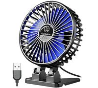 JZCreater USB Desk Fan, Mini Portable Fans, 3 Speeds Desktop Table Cooling Fan, Plug in Power, Rotation Strong Wind, Quiet Personal Small for Home Office Travel Bedroom, Black Blue