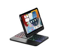 JZCZMCE Keyboard Case for iPad Mini 7 (2024) & Mini 6 (2021) 8.3", 360° Rotatable, 7 Colors Backlit Keyboard with Trackpad & Pencil Holder,Black