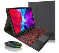 JZCZMCE Keyboard Case for iPad Pro 12.9 inch 2017/2015 (Old Model, 1st & 2nd Gen), Built in Pencil Holder, Magnetic Detachable Wireless Backlit Keyboard with Bluetooth Mouse,Black