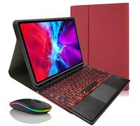JZCZMCE Keyboard Case for iPad Pro 12.9 inch 2017/2015 (Old Model, 1st & 2nd Gen), Built in Pencil Holder, Magnetic Detachable Wireless Backlit Keyboard with Bluetooth Mouse,Red