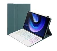 JZCZMCE Keyboard Case for Redmi Pad SE 11" 2023/Pad 2 11" 2025, 7 Colors Backlit, Detachable Wireless Keyboard with Smart Touchpad,Dark Green