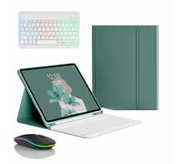 JZCZMCE Keyboard Case for Samsung Galaxy Tab A11+ Plus 11" 2025, Built in Pencil Holder, Magnetic Detachable Wireless Backlight Keyboard with Bluetooth Mouse,Dark Green