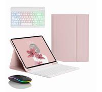 JZCZMCE Keyboard Case for Samsung Galaxy Tab A11+ Plus 11" 2025, Built in Pencil Holder, Magnetic Detachable Wireless Backlight Keyboard with Bluetooth Mouse,Pink