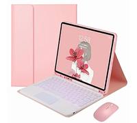 JZCZMCE Keyboard Case for Samsung Galaxy Tab S10 Ultra/S9 Ultra/S8 Ultra 14.6 inch, Built in Pencil Holder, Magnetic Detachable Wireless Backlit Keyboard with Bluetooth Mouse,Pink