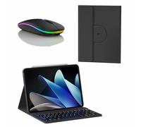 JZCZMCE Keyboard Case for Xiaomi Mi Pad 6 Max 14" 2023, 7 Colors Backlit, 360° Rotation, Magnetic Detachable Wireless Keyboard with Bluetooth Mouse,Black