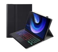 JZCZMCE Keyboard Case for Xiaomi Mi Pad 7/7 Pro 11.2" 2024, 7 Colors Backlit, Detachable Wireless Keyboard with Smart Touchpad,Black