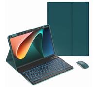 JZCZMCE Keyboard Case for Xiaomi Mi Pad 8/8 Pro 11.2" 2025, 7 Color Backlit, Built in Pencil Holder, Magnetic Detachable Wireless Keyboard with Bluetooth Mouse,Green