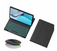 JZCZMCE Keyboard Case for Xiaomi Mi Pad 8/8 Pro 11.2" 2025, 7 Colors Backlit, Magnetic Detachable Wireless Backlight Keyboard with Bluetooth Mouse,Black