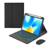 JZCZMCE Keyboard Case for Xiaomi Mi Pad 8/8 Pro 11.2" 2025, Built in Pencil Holder, Magnetic Detachable Wireless Backlit Keyboard with Bluetooth Mouse,Black