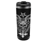 JZemdybill 13oz/380ml Stainless Steel Insulated Travel Coffee Cup, Satanic Travel Mug with Leakproof Lid, Non-Slip Bottom