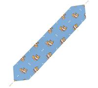 JZemdybill 178*33cm Table Runner with Tassel, Cute Welsh Corgi Dog Table Runner, Table Decoration for Kitchen, Party, Restaurant