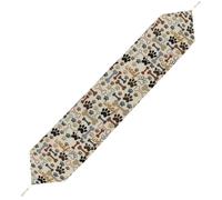 JZemdybill 178*33cm Table Runner with Tassel, Dog Bones Paw Prints Table Runner, Table Decoration for Kitchen, Party, Restaurant