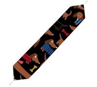 JZemdybill 178*33cm Table Runner with Tassel, I Love My Dog Dachshunds Table Runner, Table Decoration for Kitchen, Party, Restaurant