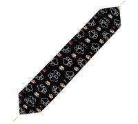JZemdybill 229*33cm Table Runner with Tassel, Dog Paw Prints Table Runner, Table Decoration for Kitchen, Party, Restaurant