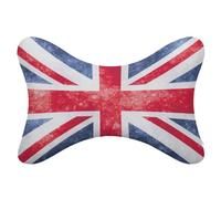 JZemdybill 2Pcs Car Seat Pillows, Vintage Union Jack British Flag Car Headrest Pillows, Car Neck Support Pillow for Driver Or Passenger
