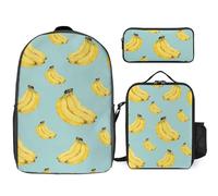 JZemdybill 3 In 1 Backpack Combination Set,Brown Bear Canoe Paddle Cartoon Bananas Camo Buck Deer Cartoon Shark Cat Pattern Cat Skull Head Witch Board Black Gothic Cheetah Couple Colorful Bones And P