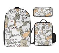 JZemdybill 3 In 1 Backpack Combination Set,Brown Bear Canoe Paddle Cat Pattern Cat Skull Head Witch Board Black Gothic Cheetah Couple Colorful Bones And Paw,17 Inch Backpack + Lunch Bag + Pencil Case