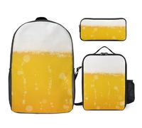 JZemdybill 3 In 1 Backpack Combination Set,Bubbles And Beer Brown Bear Canoe Paddle Cake And Teapot Floral Cartoon Bananas Camo Buck Deer Cartoon Shark Cat Pattern Cat Skull Head Witch Board Black Go