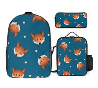 JZemdybill 3 In 1 Backpack Combination Set,Cute Penguin Cute Red Fox Cute Schnauzer Dog Cute Seal Cute Shiba Inu Cute Sloth Delicious Pizza Day Of The Dead Eucalyptus Leaves Dog Golden Retriever,17 I