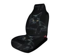 JZemdybill Car Cover Seats Front, Black Cat Pattern Car Seat Cover, Universal Car Seat Protector