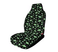 JZemdybill Car Cover Seats Front, Green Alien Moon UFO Car Seat Cover, Universal Car Seat Protector