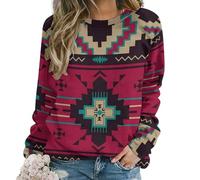 JZemdybill Casual Ladies Jumper, Native American Sweatshirts for Women, Crewneck Long Sleeve Top