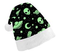 JZemdybill Christmas Hat for Adults,Green Alien Moon UFO Hat for Various Holiday Parties