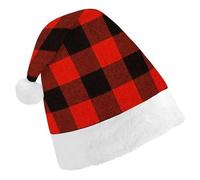JZemdybill Christmas Hat for Adults,Red Black Buffalo Check Hat for Various Holiday Parties