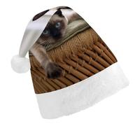 JZemdybill Christmas Hat for Adults,Siamese Thai Cat Mandala Hat for Various Holiday Parties