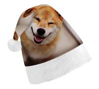 JZemdybill Christmas Hat for Adults,Smile Shiba Inu Hat for Various Holiday Parties
