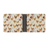 JZemdybill Coin Pocket, A Brood of Chickens Leather Wallet, Bifold Credit Card Leather Slim Purse