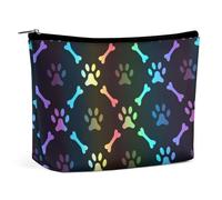JZemdybill Cosmetic Bag, Colorful Bones and Paw Makeup Bag, Portable Toiletry Bag with Zipper for Daily Use, Travel