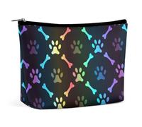 JZemdybill Cosmetic Bag, Colorful Bones and Paw Makeup Bag, Portable Toiletry Bag with Zipper for Daily Use, Travel