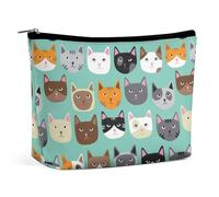 JZemdybill Cosmetic Bag, Cute Cat Faces Makeup Bag, Portable Toiletry Bag with Zipper for Daily Use, Travel