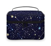 JZemdybill Cosmetic Bag, Glow in The Dark Constellations Midnight Makeup Bag, Leather Travel Toiletry Bag for Women