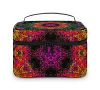JZemdybill Cosmetic Bag, Psychedelic Kaleidoscope Makeup Bag, Leather Travel Toiletry Bag for Women