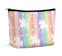 JZemdybill Cosmetic Bag, Unicorn Pattern Rainbow Makeup Bag, Portable Toiletry Bag with Zipper for Daily Use, Travel