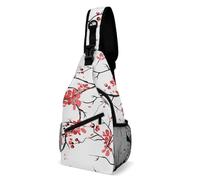 JZemdybill Crossbody Bag, Cherry Blossom Chest Bag, Sling Bag for Travel Shopping Sports