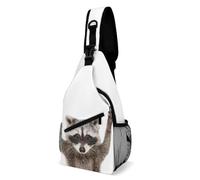 JZemdybill Crossbody Bag, Cute Raccoon Chest Bag, Sling Bag for Travel Shopping Sports