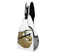 JZemdybill Crossbody Bag, Cute Rainforest Sloth Chest Bag, Sling Bag for Travel Shopping Sports