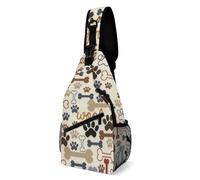 JZemdybill Crossbody Bag, Dog Bones Paw Prints Chest Bag, Sling Bag for Travel Shopping Sports