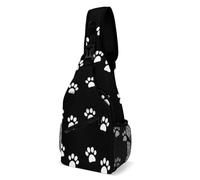 JZemdybill Crossbody Bag, Dog Paw Prints Chest Bag, Sling Bag for Travel Shopping Sports