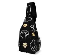 JZemdybill Crossbody Bag, Dog Paw Prints Chest Bag, Sling Bag for Travel Shopping Sports