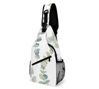 JZemdybill Crossbody Bag, Eucalyptus Leaves Chest Bag, Sling Bag for Travel Shopping Sports