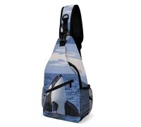 JZemdybill Crossbody Bag, Killer Whales Orca Chest Bag, Sling Bag for Travel Shopping Sports