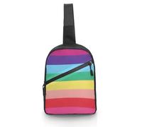 JZemdybill Crossbody Bag, Rainbow Colored Horizontal Striped Lines Chest Bag, Sling Bag for Travel Shopping Sports