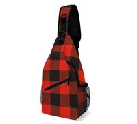 JZemdybill Crossbody Bag, Red Black Buffalo Check Chest Bag, Sling Bag for Travel Shopping Sports