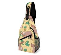 JZemdybill Crossbody Bag, Sloth Banana Pineapple Chest Bag, Sling Bag for Travel Shopping Sports