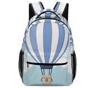 JZemdybill Durable Oxford Cloth Casual Daypack, Blue Hot Air Balloon Backpack, College Bag for Boys, Girls, Travel, Sports