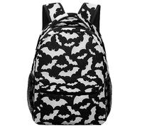 JZemdybill Durable Oxford Cloth Casual Daypack, Halloween Bats Grey Backpack, College Bag for Boys, Girls, Travel, Sports